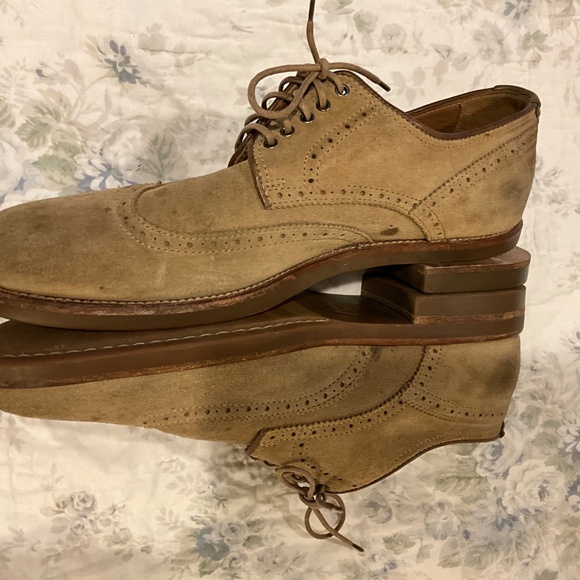Aquatalia Carson Wingtip Light Brown Tan Suede Oxford Brogue Size 12 $450 - Picture 7 of 11